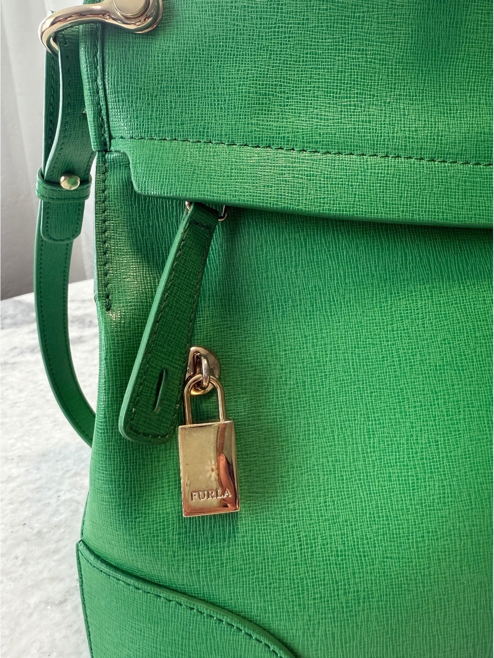 Furla Piper Green Genuine Leather Satchel - Picture 2 of 9